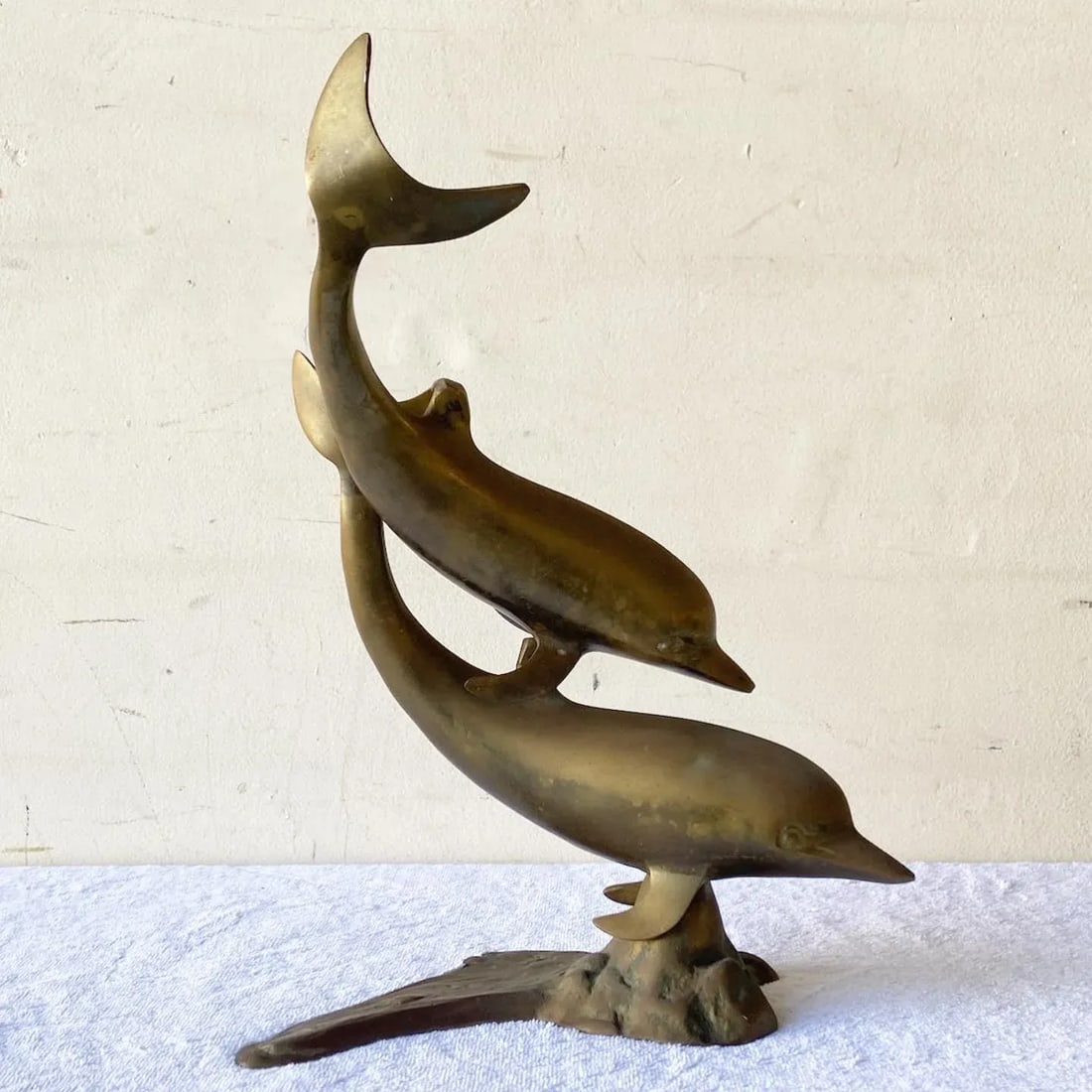 Mid Century Modern Brass Dolphins Sculpture - 3