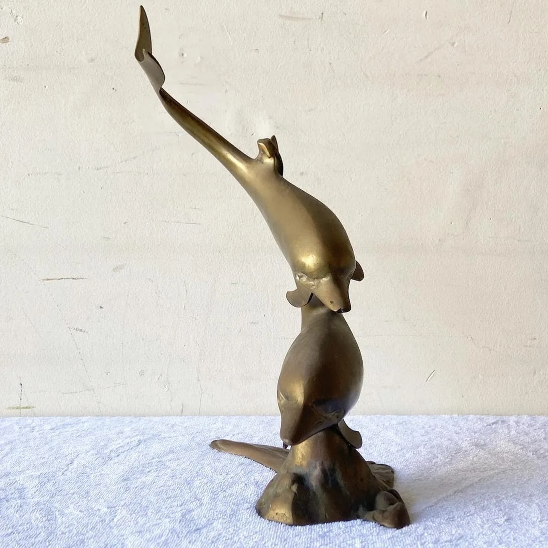 Mid Century Modern Brass Dolphins Sculpture - 5