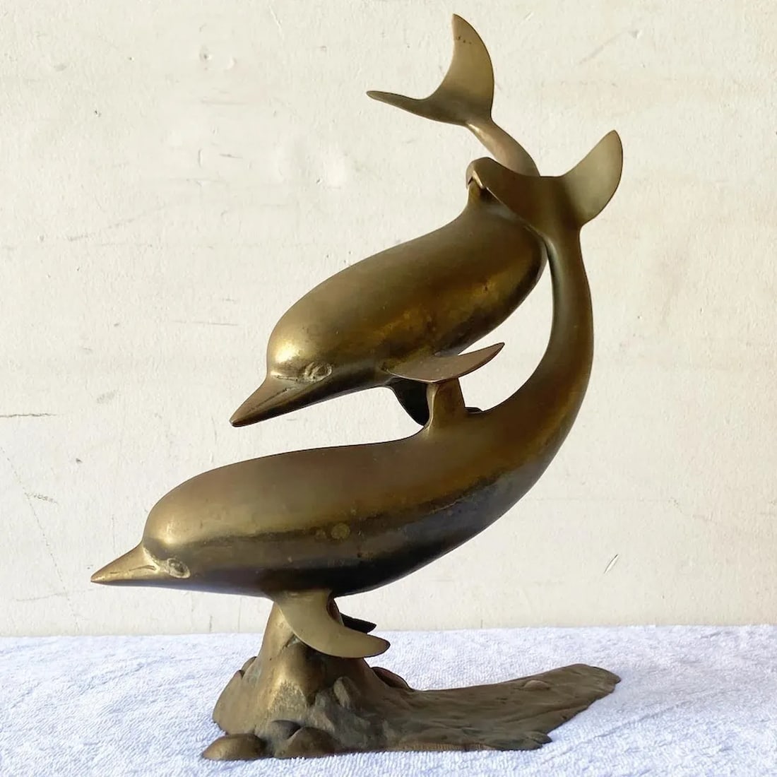 Mid Century Modern Brass Dolphins Sculpture - 8