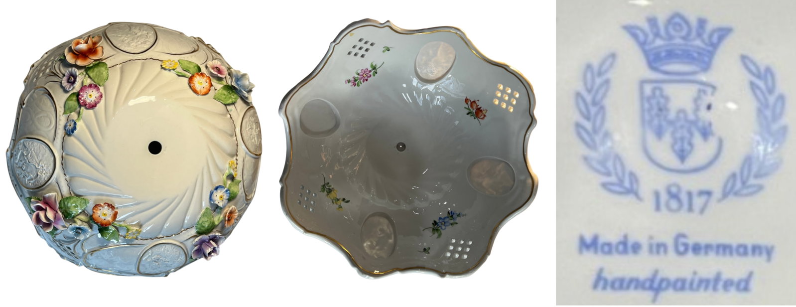 Von Schierholz Porcelain Ring Around the Rosie Children Table Lamp Floral Lithophane Shade - 18