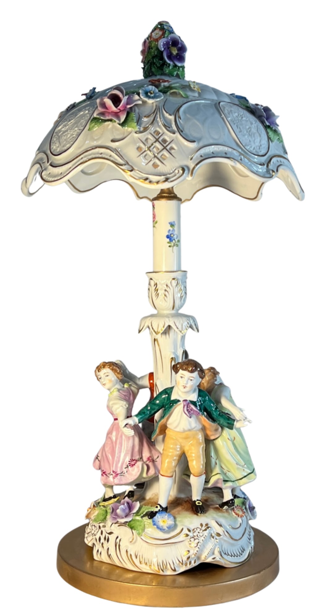 Von Schierholz Porcelain Ring Around the Rosie Children Table Lamp Floral Lithophane Shade - 8