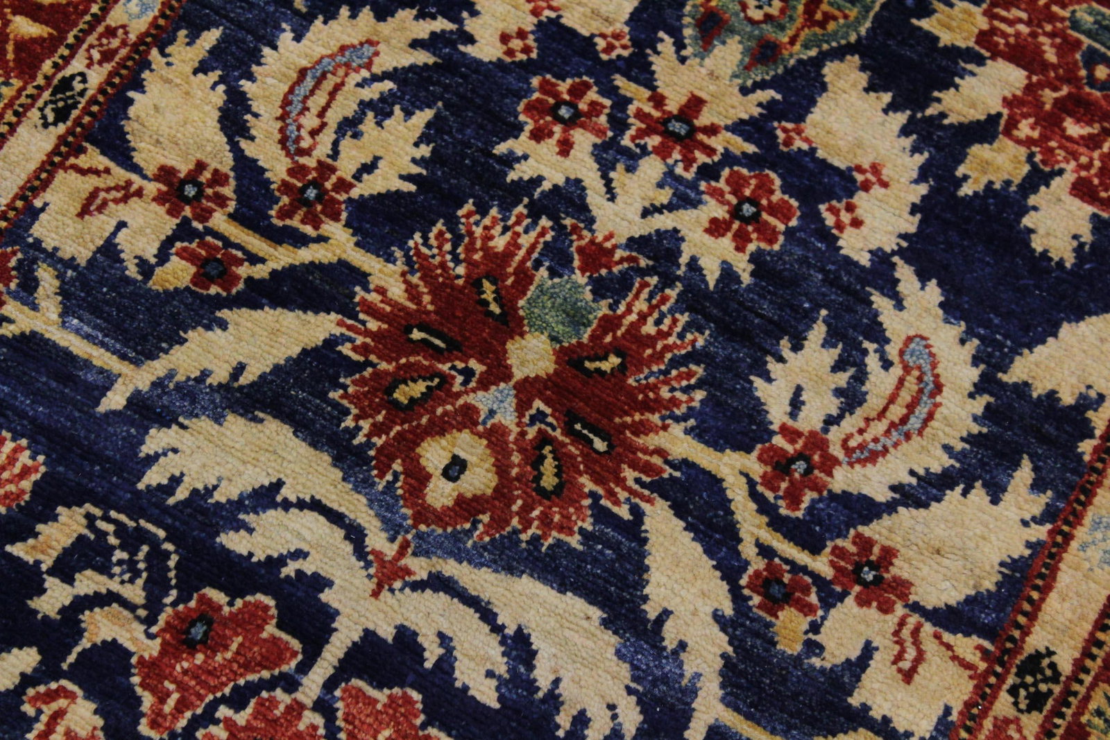 Shabby Chic 1990's Ziegler Blue/Rust Wool Runner Rug- 2'9'' X 12'8'' - 5