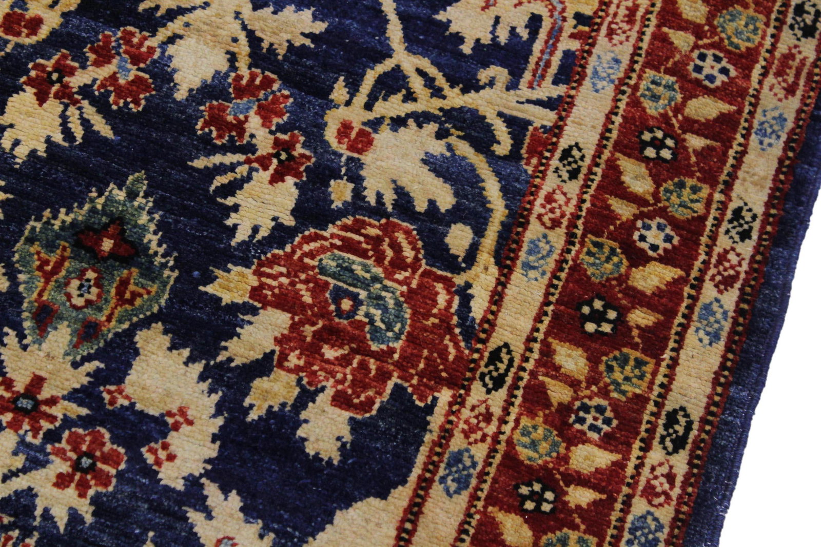 Shabby Chic 1990's Ziegler Blue/Rust Wool Runner Rug- 2'9'' X 12'8'' - 6