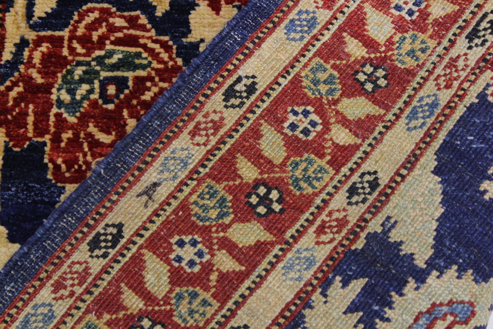 Shabby Chic 1990's Ziegler Blue/Rust Wool Runner Rug- 2'9'' X 12'8'' - 8
