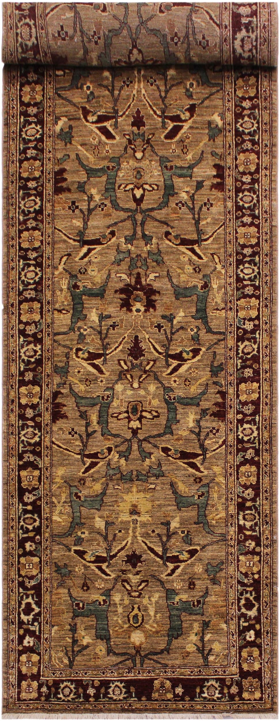 Ziegler Nikia Dark Tan/Dark Red Wool Runner Rug- 3'10'' X 13'1'' - 10