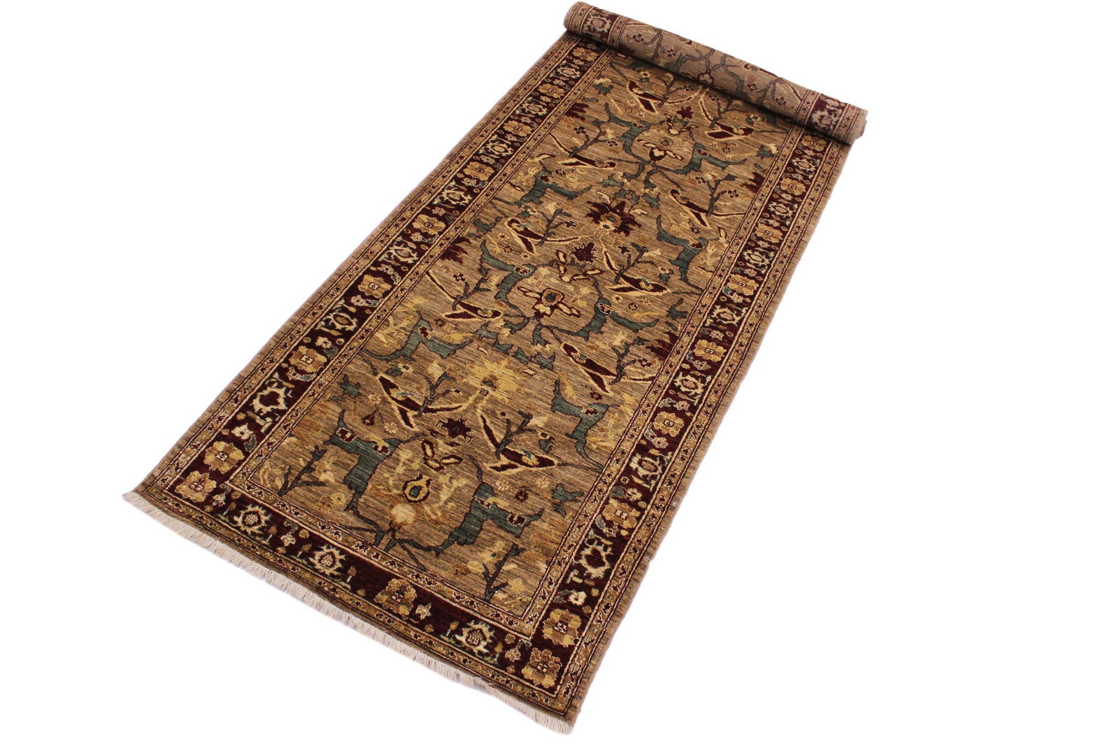 Ziegler Nikia Dark Tan/Dark Red Wool Runner Rug- 3'10'' X 13'1'' - 3