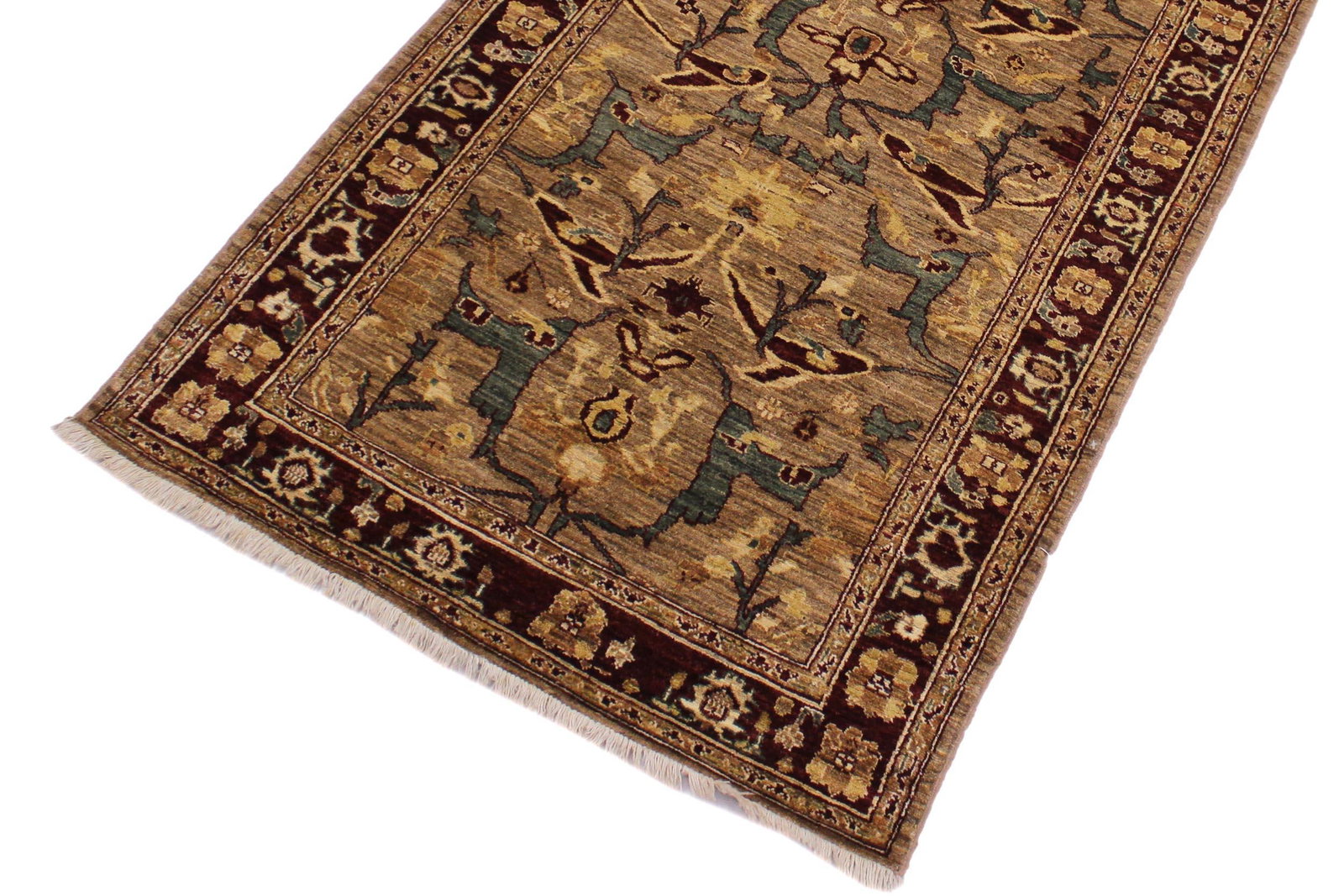 Ziegler Nikia Dark Tan/Dark Red Wool Runner Rug- 3'10'' X 13'1'' - 4