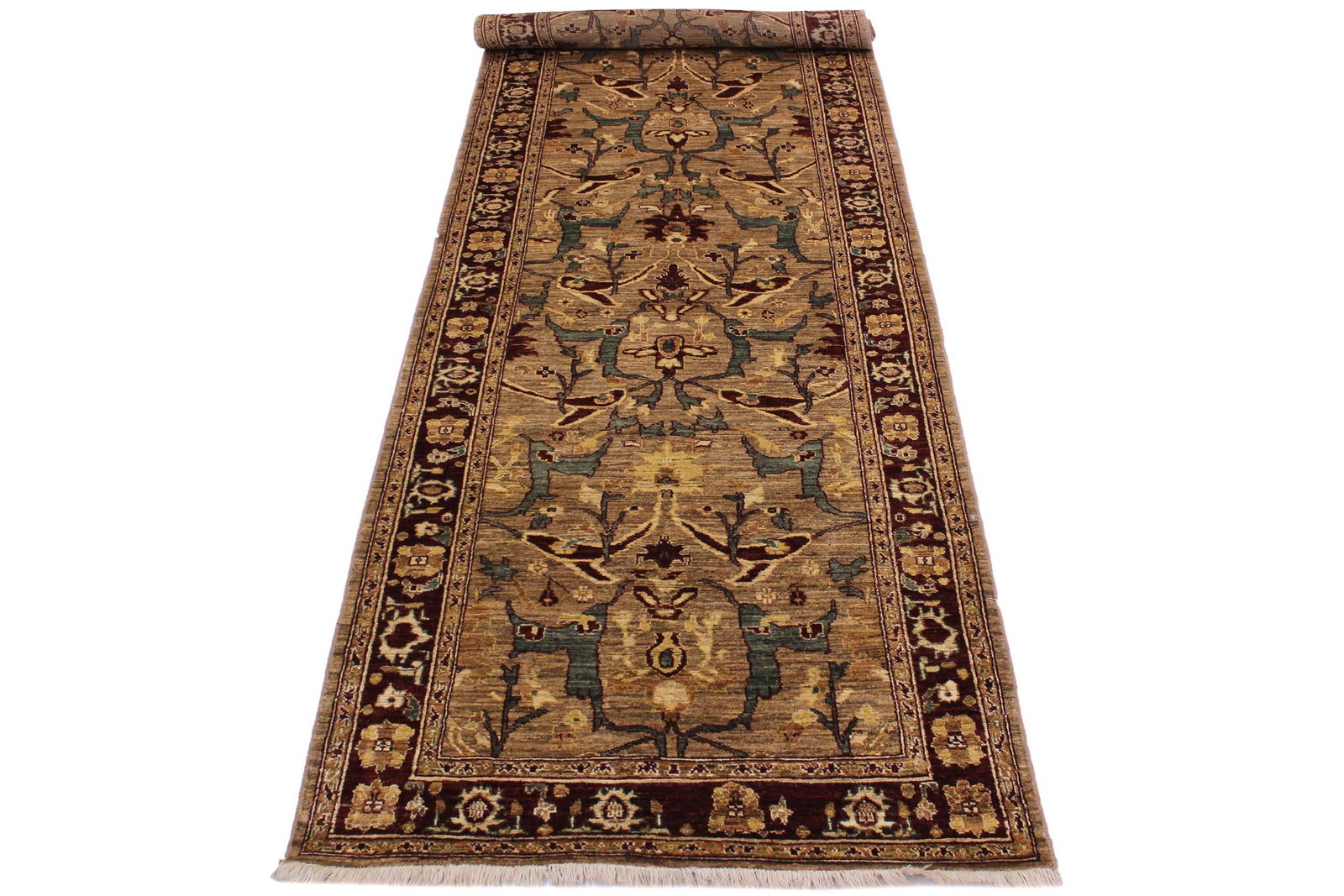 Ziegler Nikia Dark Tan/Dark Red Wool Runner Rug- 3'10'' X 13'1'' - 5