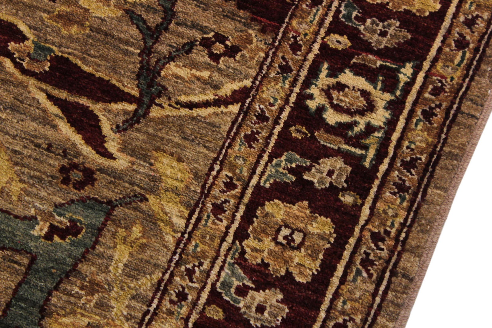 Ziegler Nikia Dark Tan/Dark Red Wool Runner Rug- 3'10'' X 13'1'' - 6