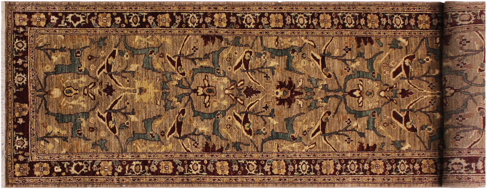 Ziegler Nikia Dark Tan/Dark Red Wool Runner Rug- 3'10'' X 13'1'' - 9