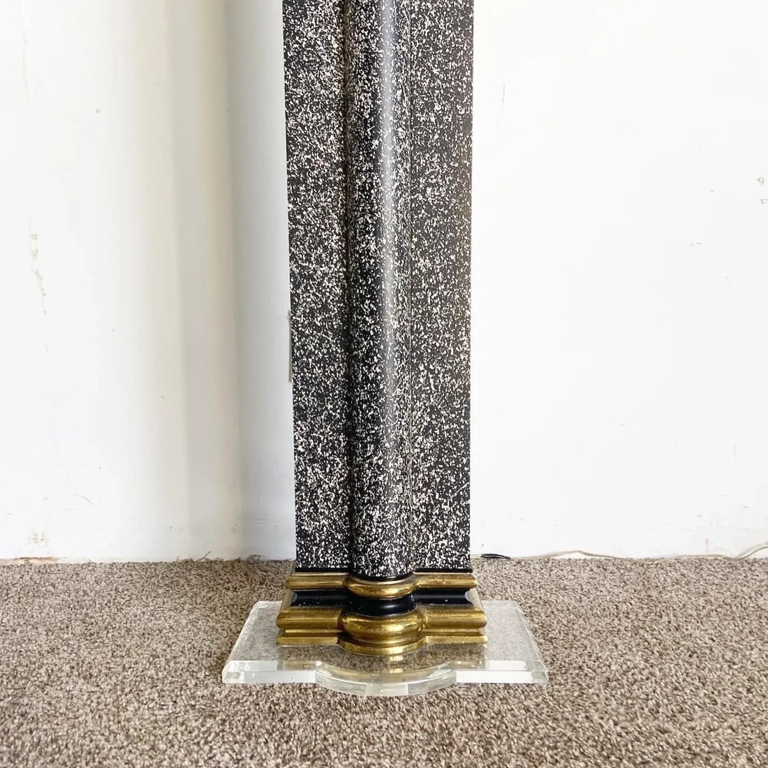 Art Deco Vintage Black White and Gold Torchiere Floor Lamp - 10