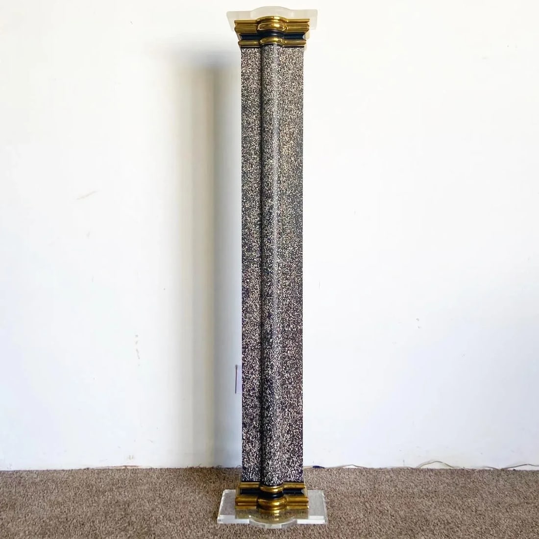 Art Deco Vintage Black White and Gold Torchiere Floor Lamp - 11