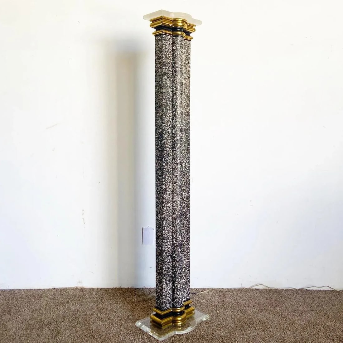 Art Deco Vintage Black White and Gold Torchiere Floor Lamp - 3