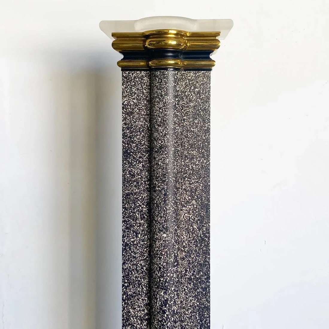 Art Deco Vintage Black White and Gold Torchiere Floor Lamp - 4