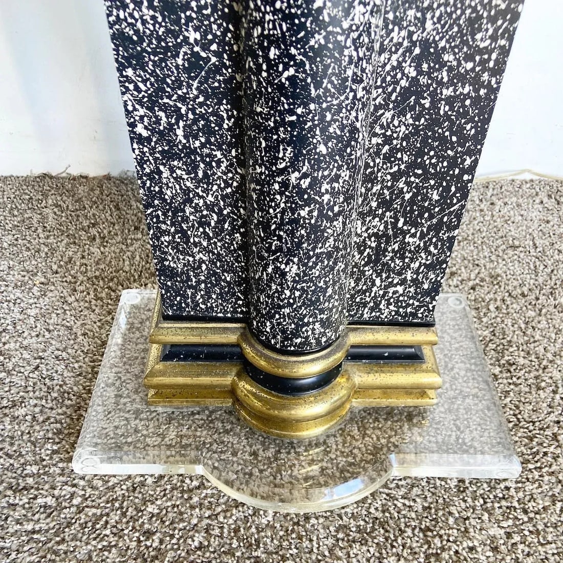 Art Deco Vintage Black White and Gold Torchiere Floor Lamp - 5