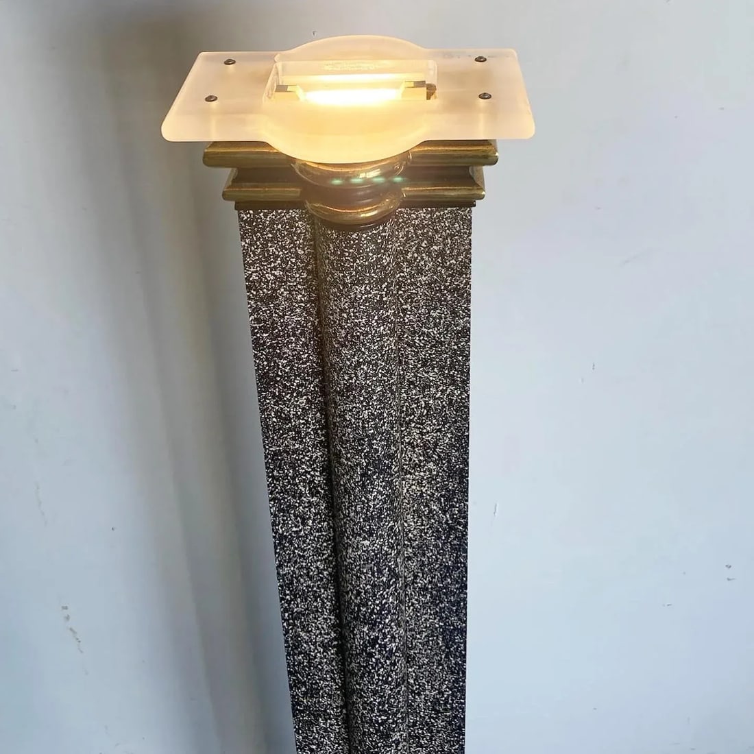 Art Deco Vintage Black White and Gold Torchiere Floor Lamp - 6