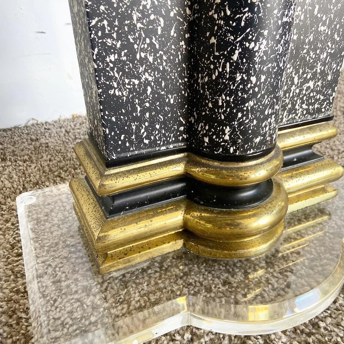 Art Deco Vintage Black White and Gold Torchiere Floor Lamp - 7