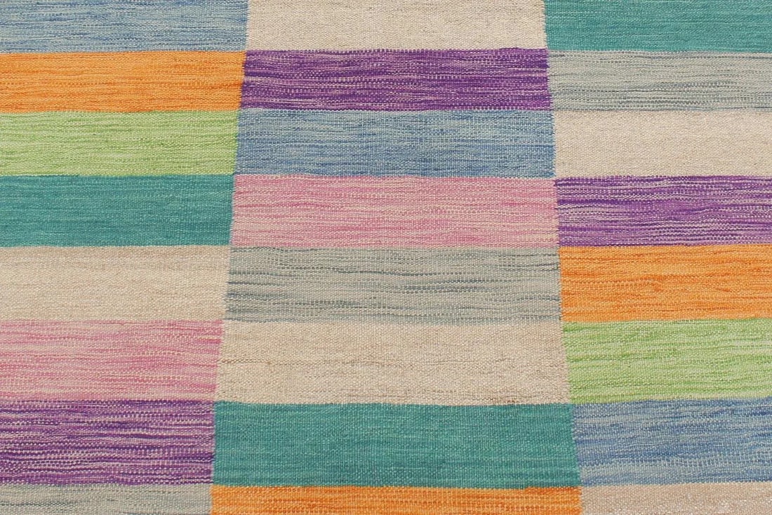 Kilim Blue Brown Wool Rug - 5'0" X 6'8" - 4