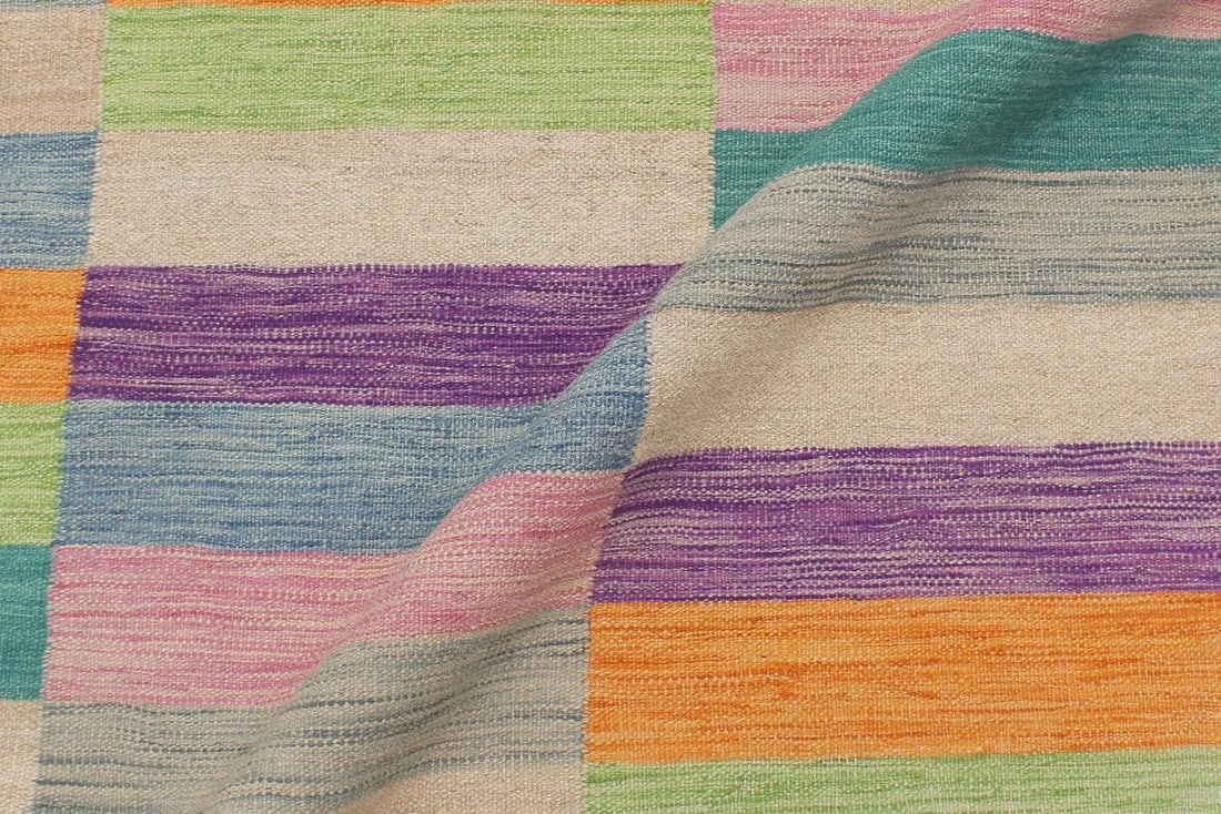 Kilim Blue Brown Wool Rug - 5'0" X 6'8" - 5