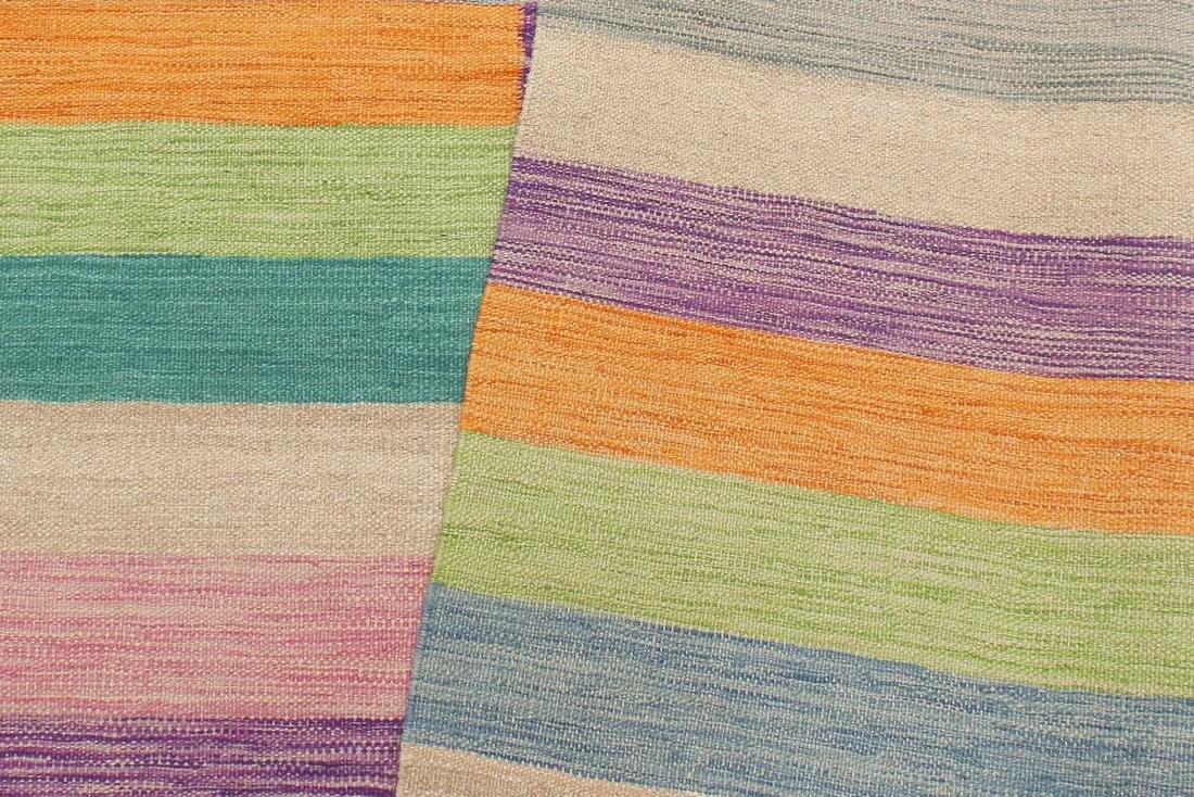 Kilim Blue Brown Wool Rug - 5'0" X 6'8" - 7