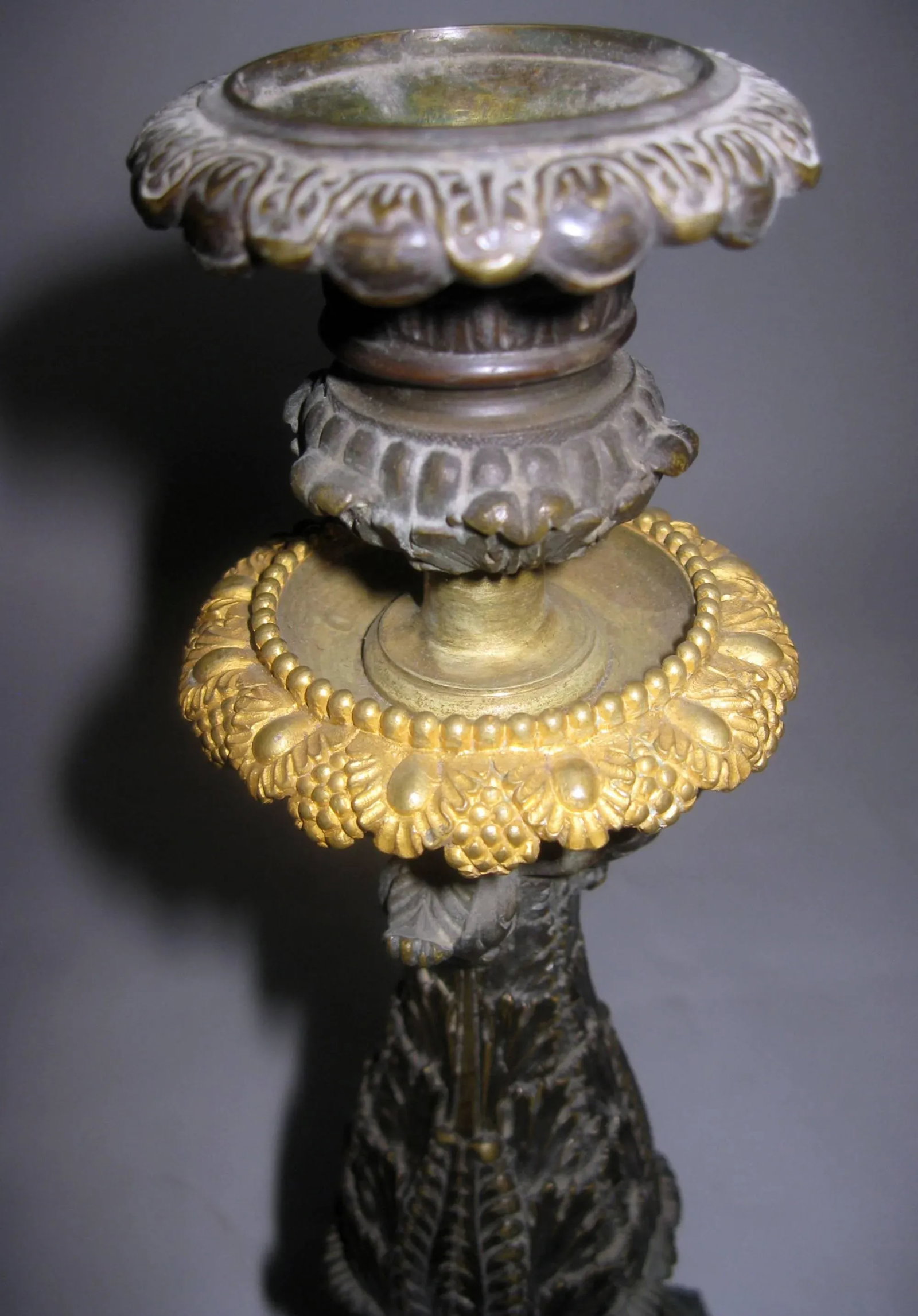 19th century Charles 'X' French Gilt and Patinated Bronze Candlestick, Pair - A Pair - 10