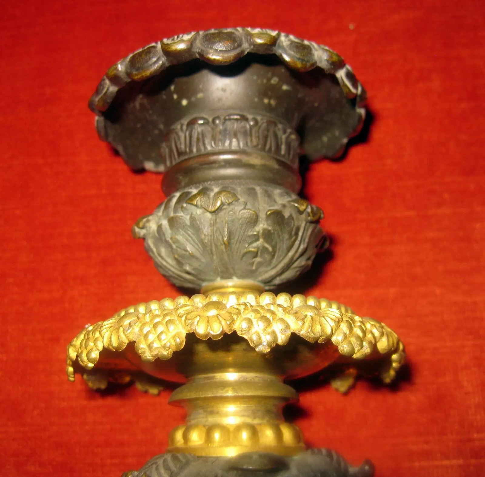 19th century Charles 'X' French Gilt and Patinated Bronze Candlestick, Pair - A Pair - 5