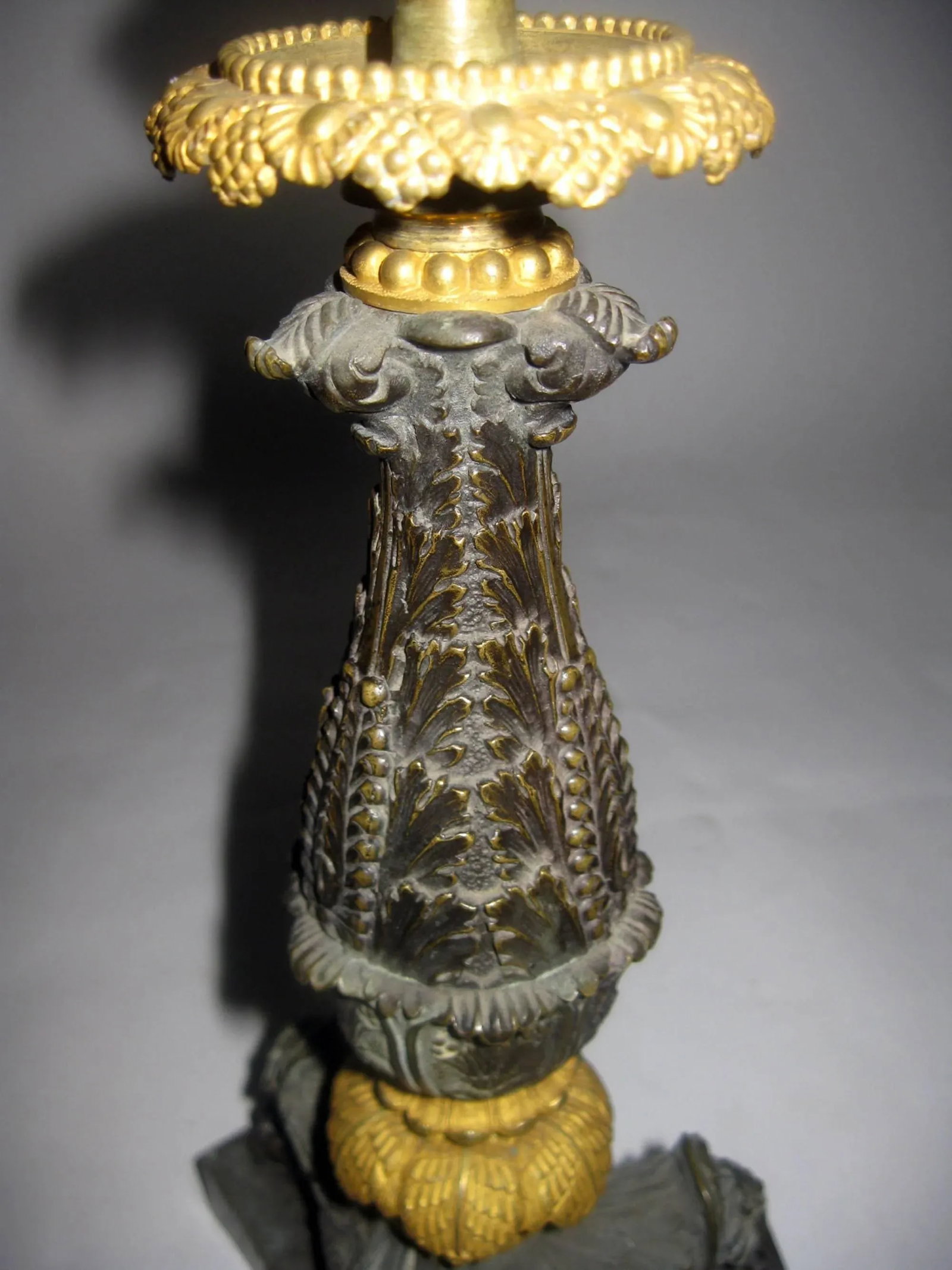 19th century Charles 'X' French Gilt and Patinated Bronze Candlestick, Pair - A Pair - 6