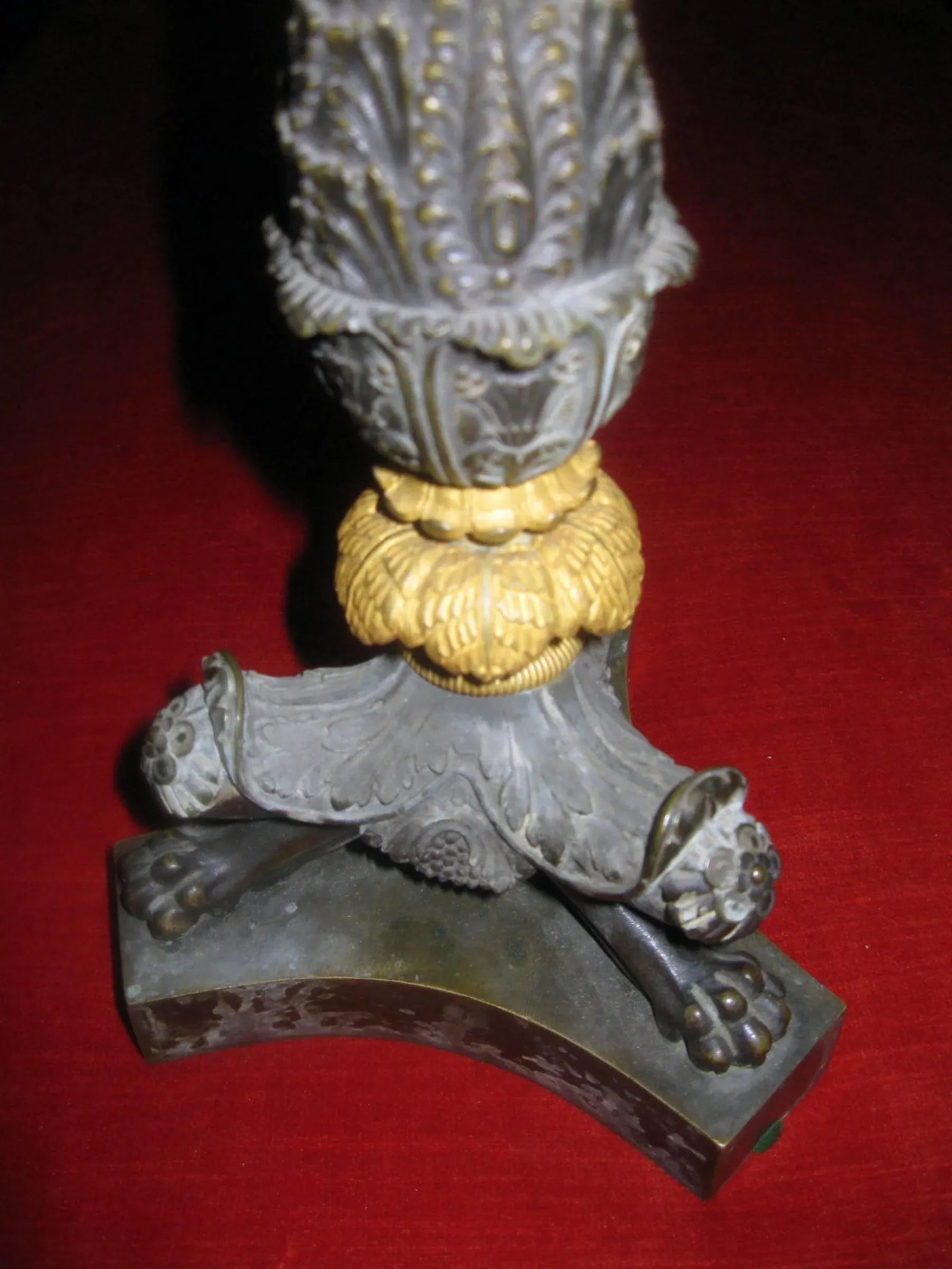 19th century Charles 'X' French Gilt and Patinated Bronze Candlestick, Pair - A Pair - 8