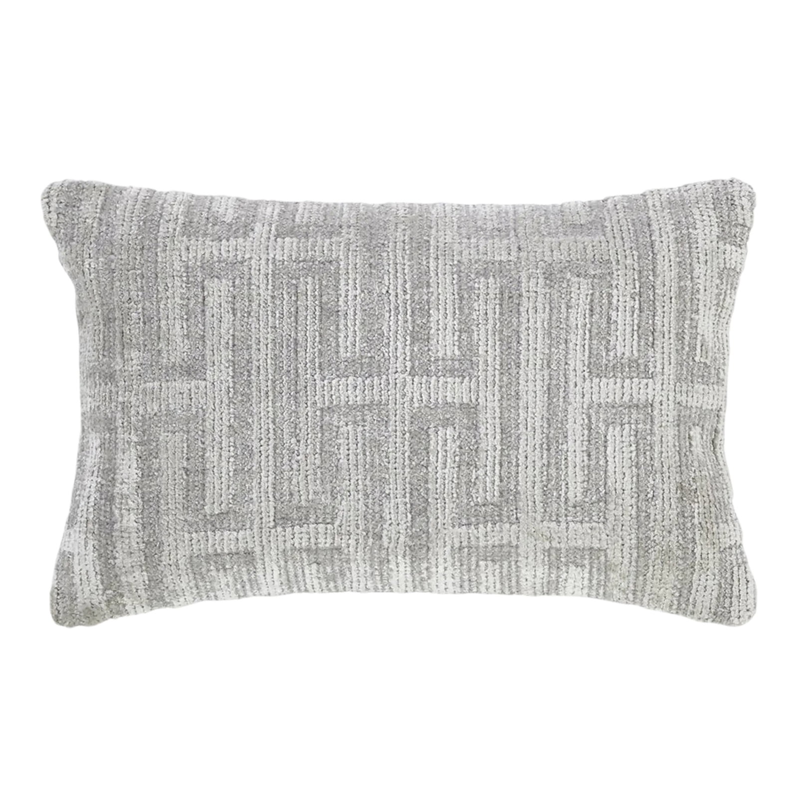 Modern Pearl Gray Geometric Throw Pillow: This new accent pillow of East-meets-West design aesthetic showcases a geometrical design with predominant pearl gray color. Hand made, using either 100% premium wool. This pillow measure: 14" x 22".