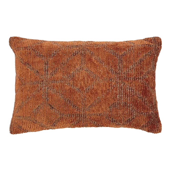 Modern Decorative Spice Throw Pillow: This new accent pillow of East-meets-West design aesthetic showcases a Tibetan design with predominant spice color. Hand made, using either 100% premium wool. This pillow measure: 14" x 22".