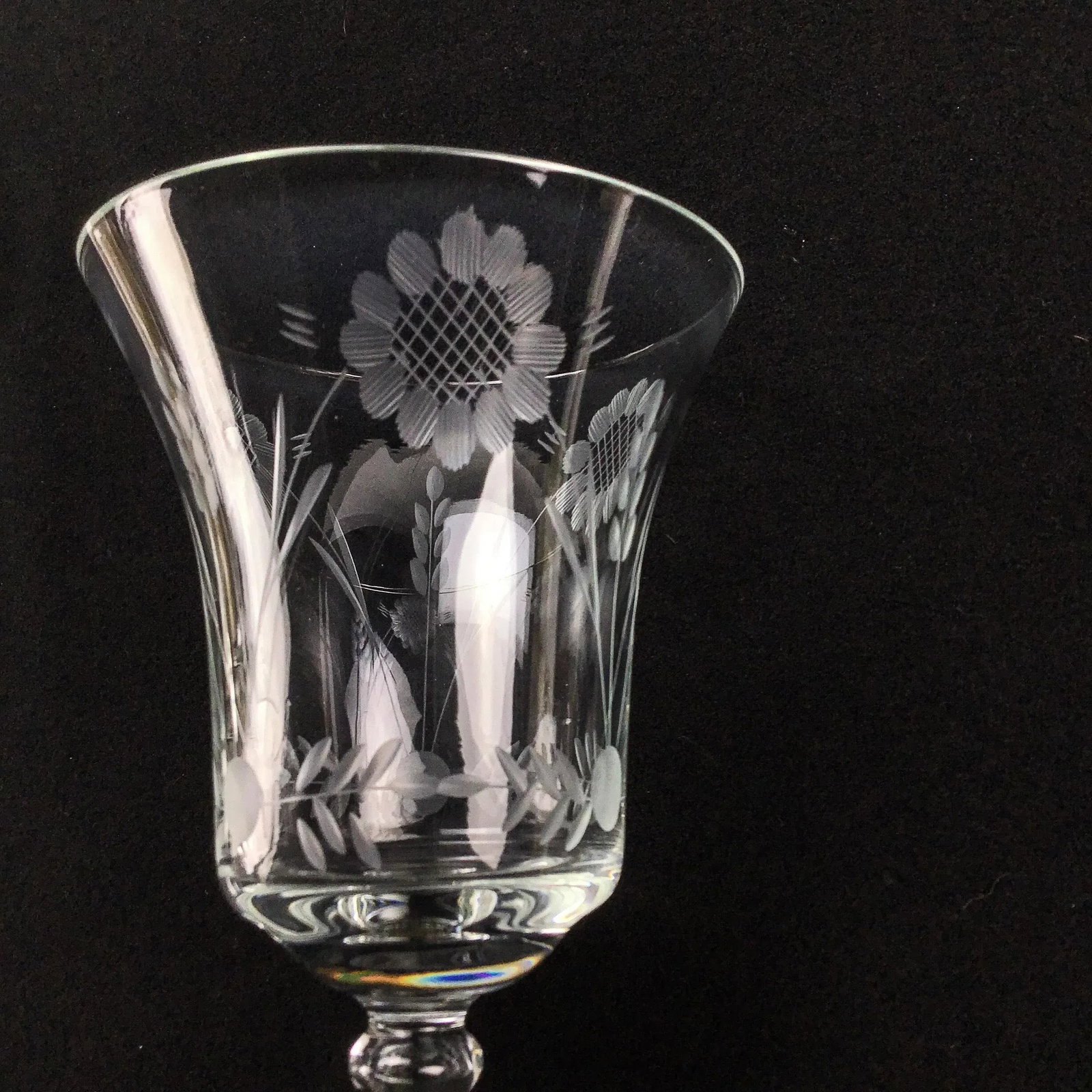 French Vintage Crystal Etched Wine or Water Goblets - a Set of 4 - 10