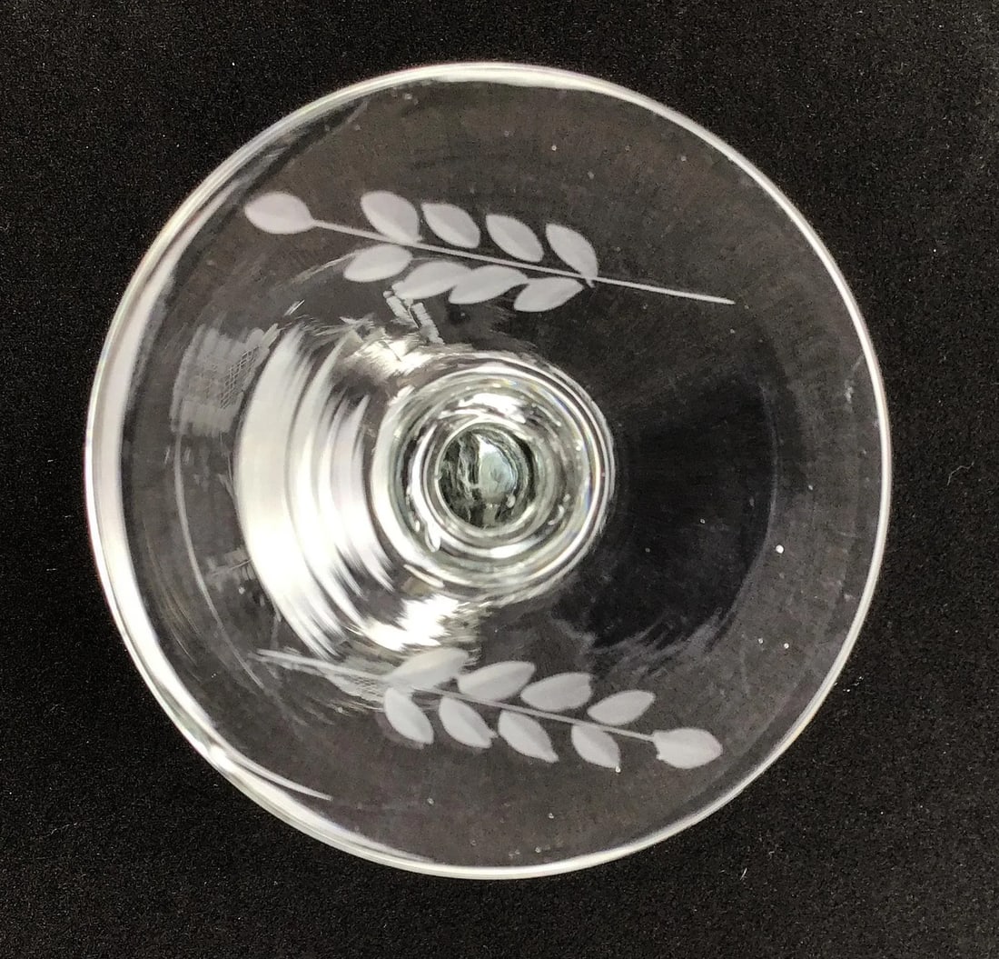 French Vintage Crystal Etched Wine or Water Goblets - a Set of 4 - 12