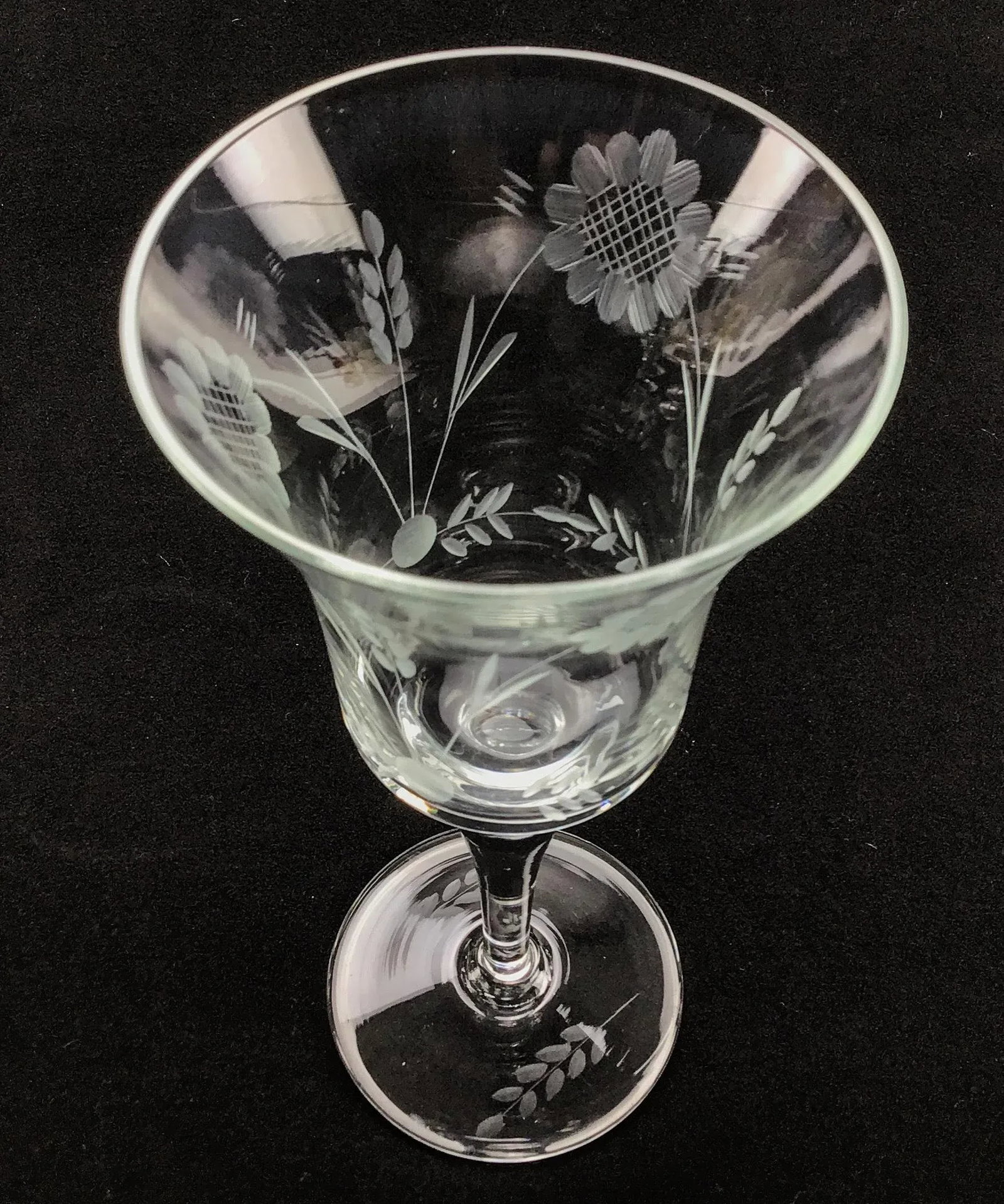 French Vintage Crystal Etched Wine or Water Goblets - a Set of 4 - 7
