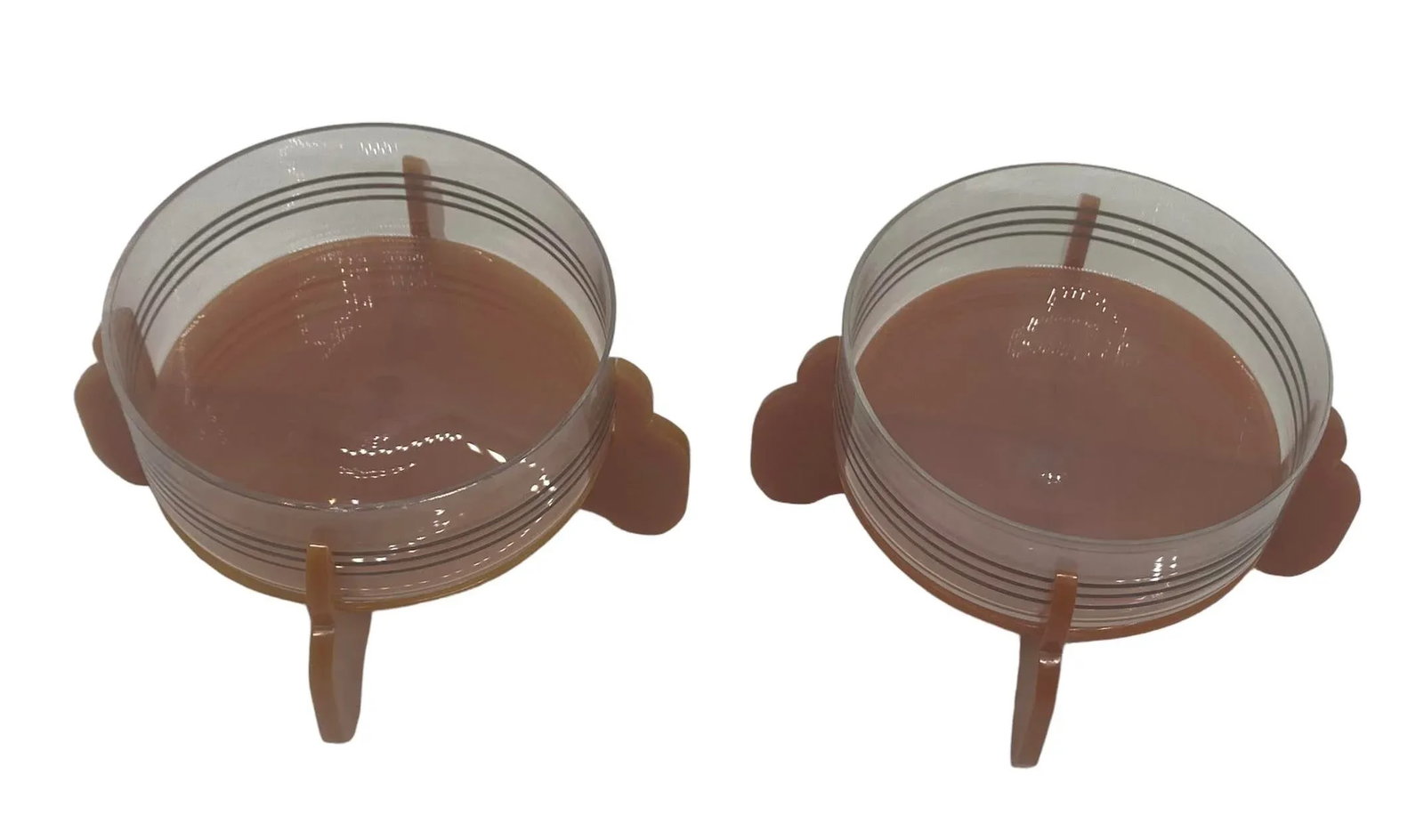 Early 20th Century Art Deco Cinnamon Brown Bakelite Round Footed Boudoir Lidded Powder Jars With Asi - 7