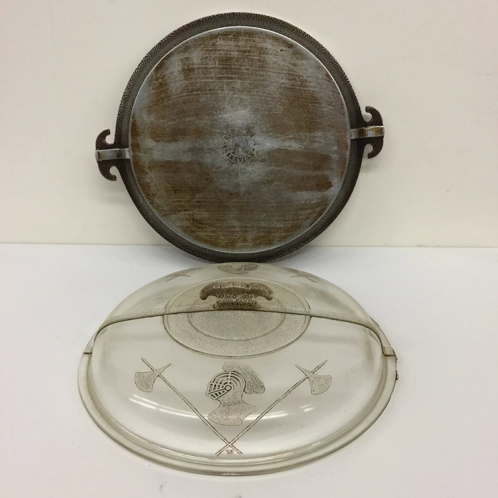 Antique Glass Covered Frying Pan - 9