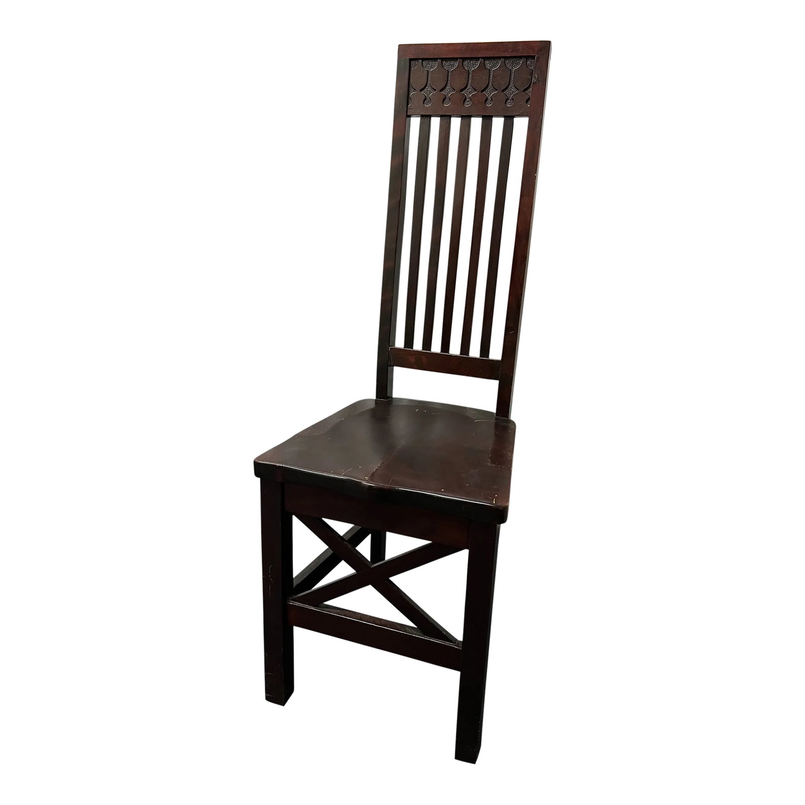 Antique Art & Crafts Carved Mahogany Side Chair in the Style of Rohlfs, Liberty England (1 of 9)