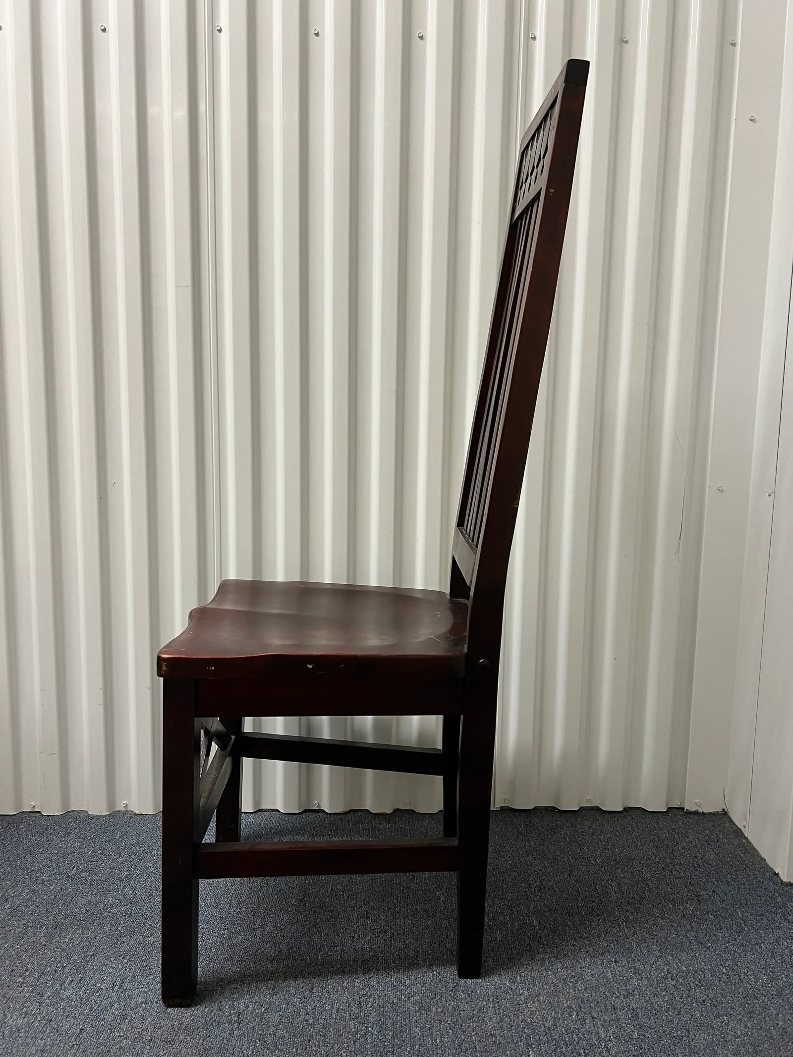 Antique Art & Crafts Carved Mahogany Side Chair in the Style of Rohlfs, Liberty England - 6