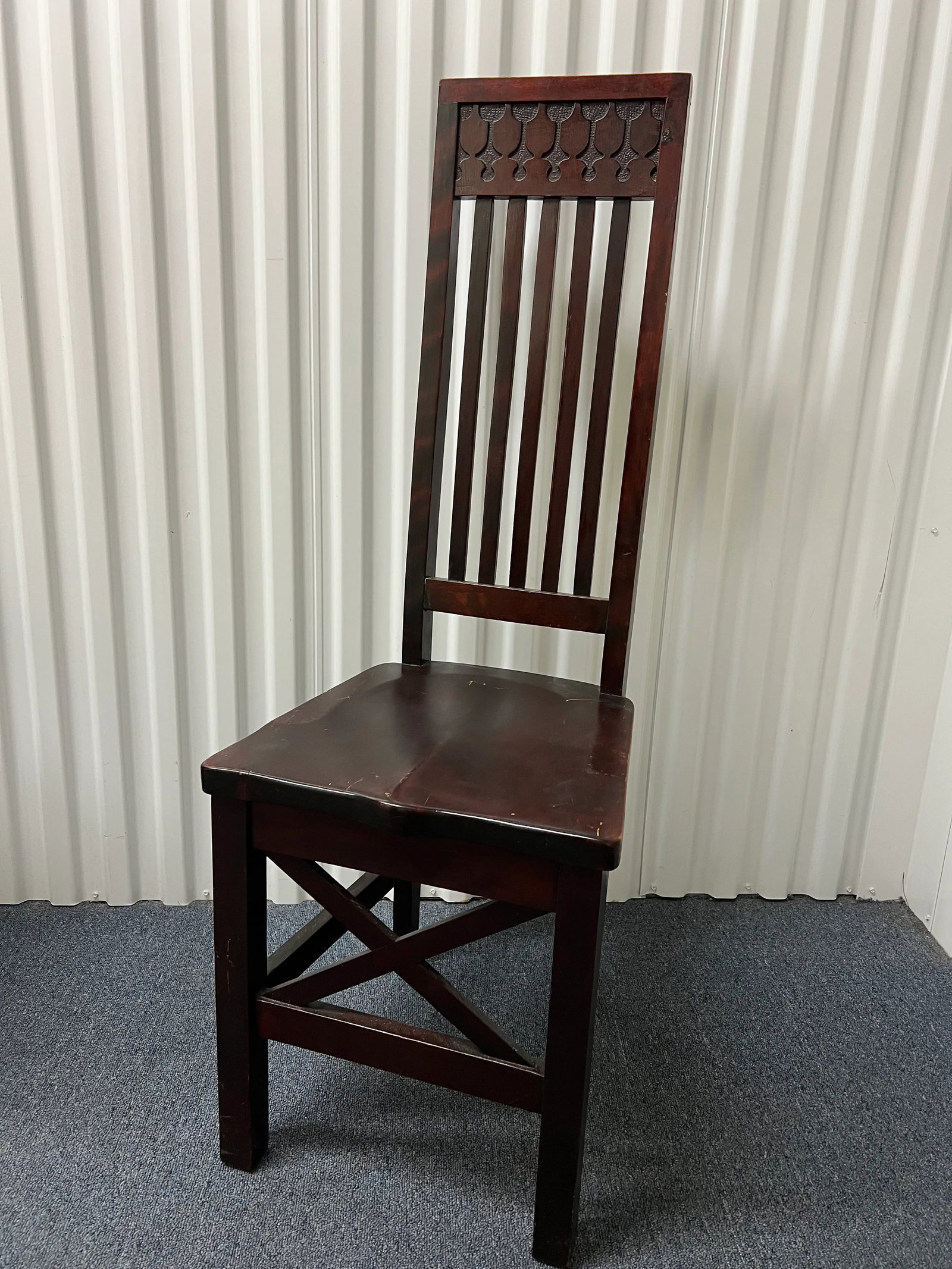 Antique Art & Crafts Carved Mahogany Side Chair in the Style of Rohlfs, Liberty England - 9