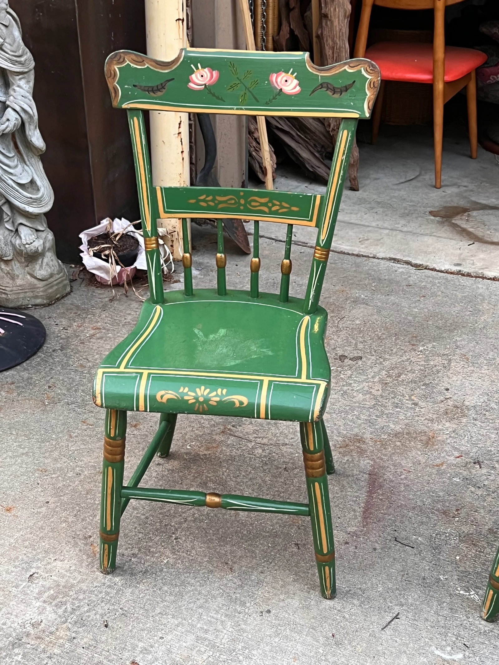 Pair of Mid 20th Century Green Pennsylvania Folk Art Chairs - 10