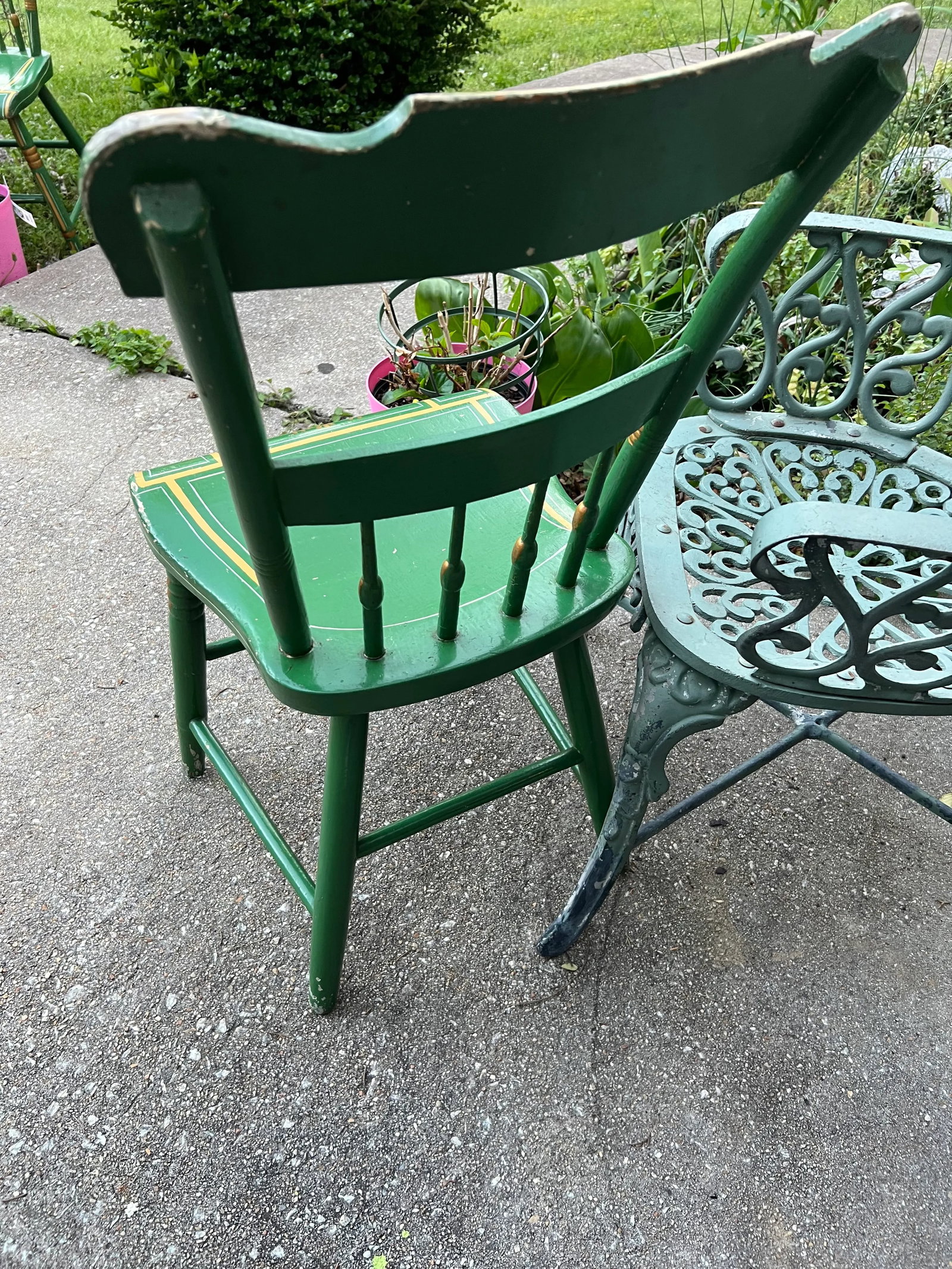 Pair of Mid 20th Century Green Pennsylvania Folk Art Chairs - 11
