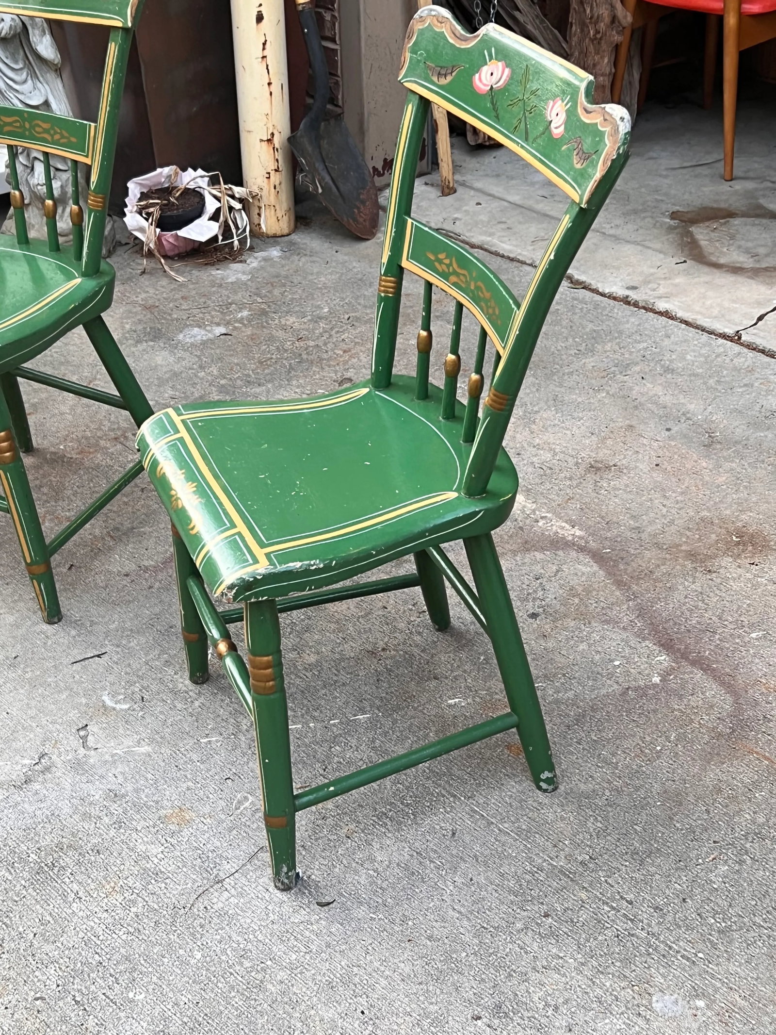Pair of Mid 20th Century Green Pennsylvania Folk Art Chairs - 5