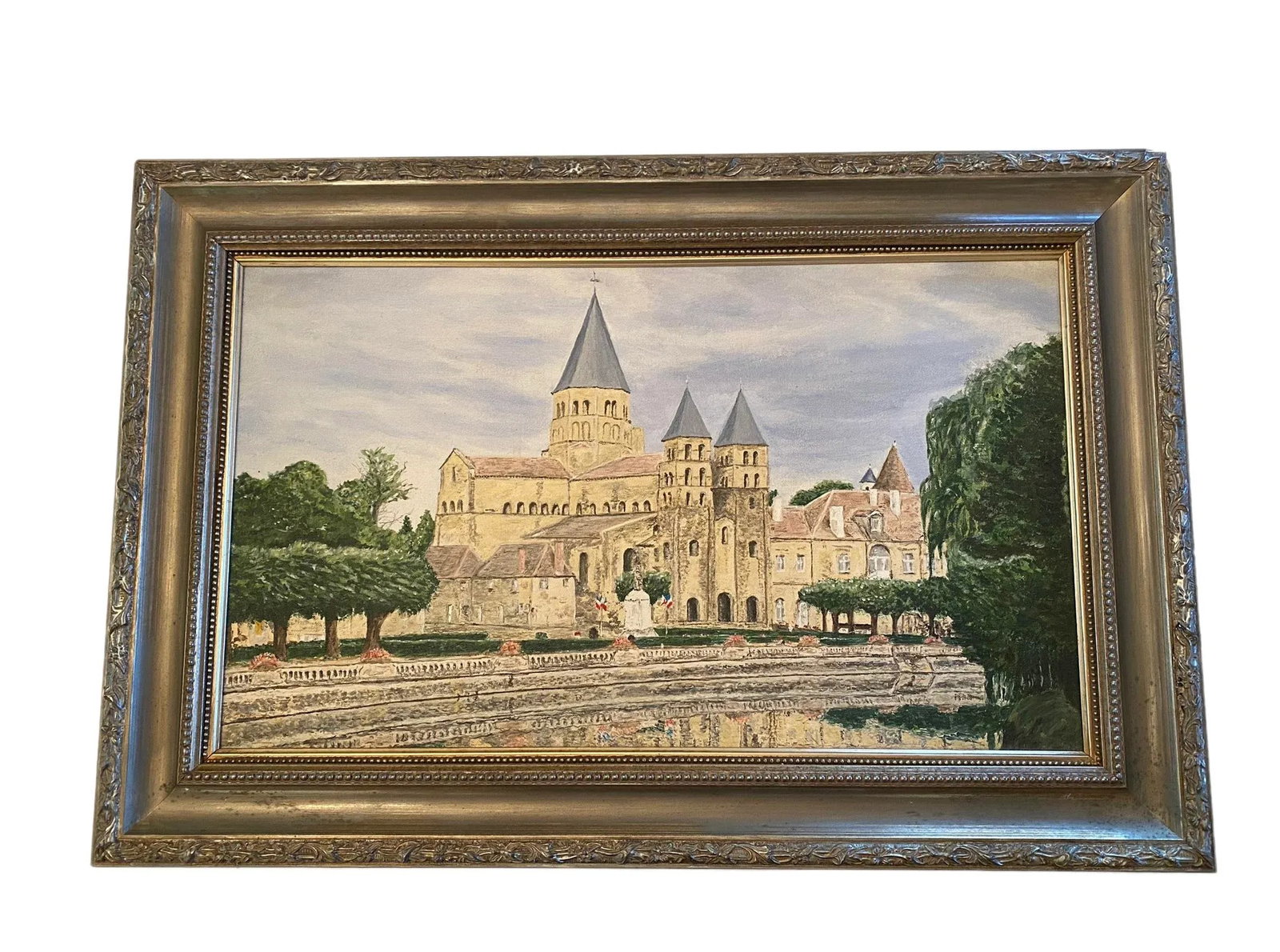 1980's French Oil on Canvas Still Life "Basilica of Paray-Le-Movial" by Artist J. Woodward - 13