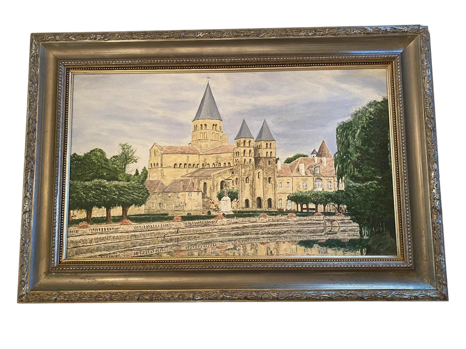 1980's French Oil on Canvas Still Life "Basilica of Paray-Le-Movial" by Artist J. Woodward - 2