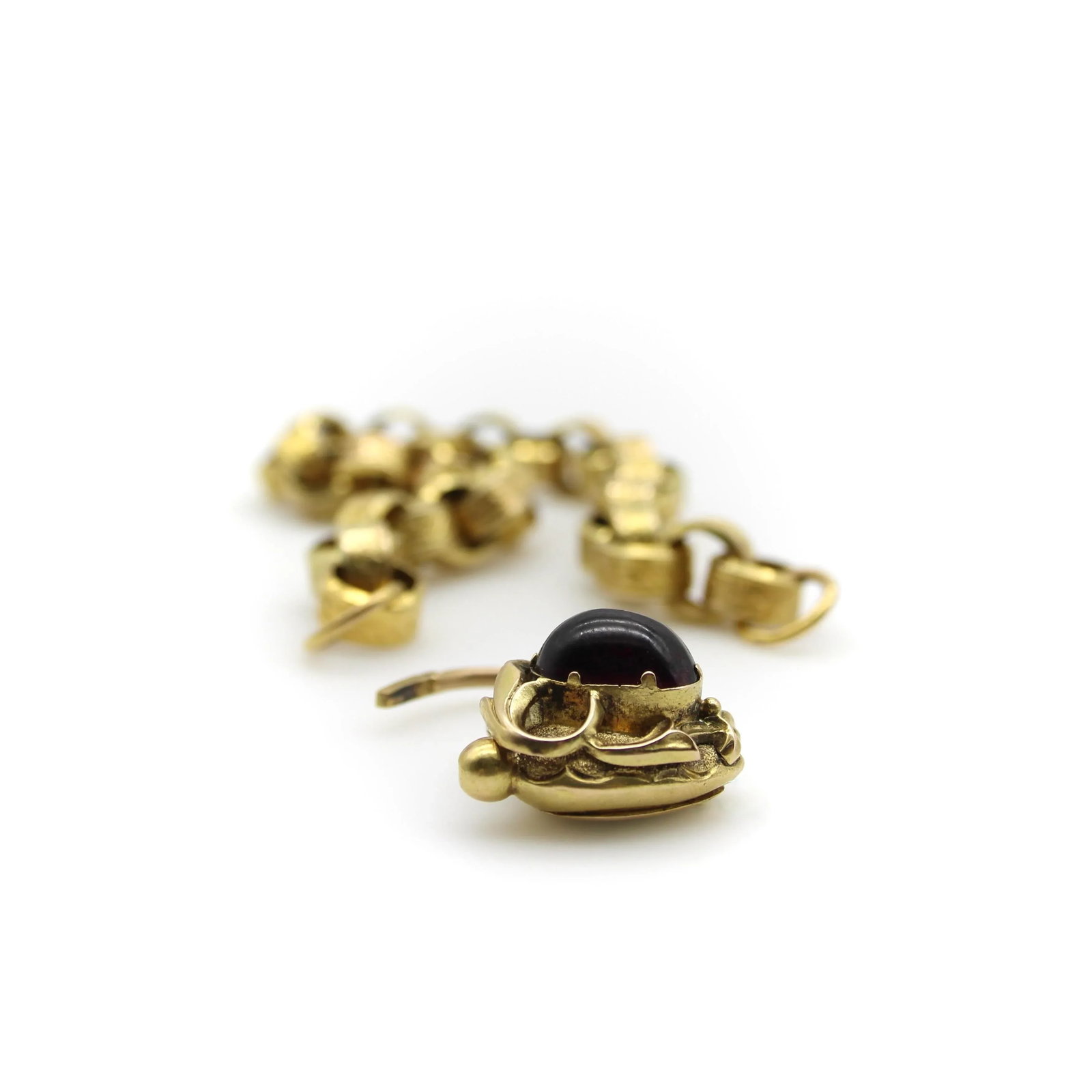 Early Victorian 14k Gold Padlock Heart Clasp Rolo Link Bracelet - 9