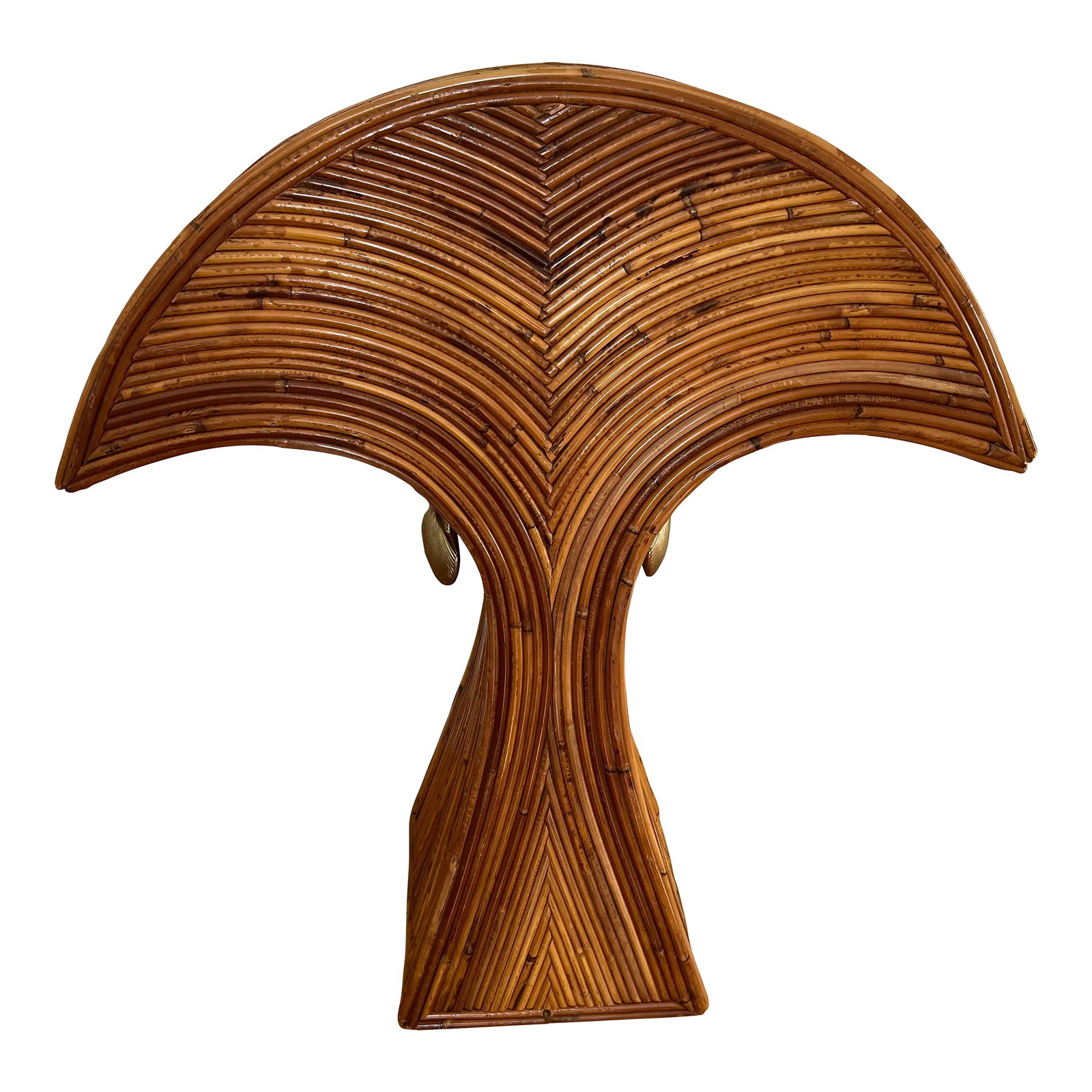 1970 Bamboo Table Lamp Attributed to Gabriella Crespi: 1970 Bamboo Arched Table Lamp, made in Philippines There are two shell shaped pull chains where you can turn on just the left or right side of the light bulb. Perfect statement piece in a large space