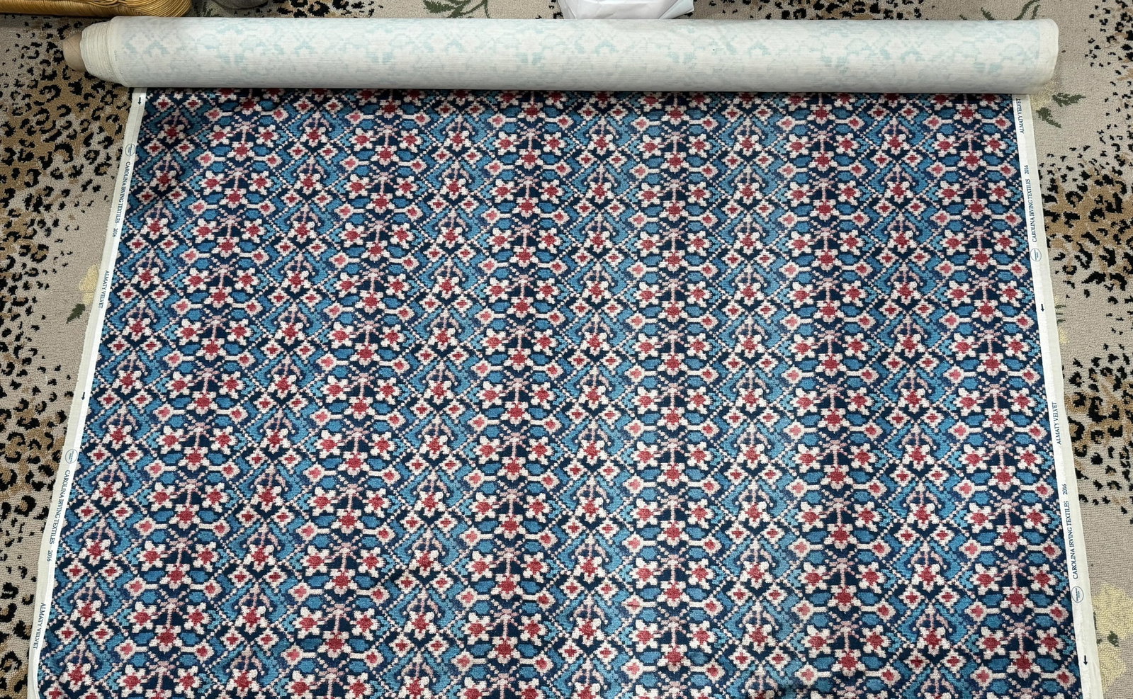Carolina Irving "Almaty" Velvet Fabric -10 Yards Red/Blue - 6
