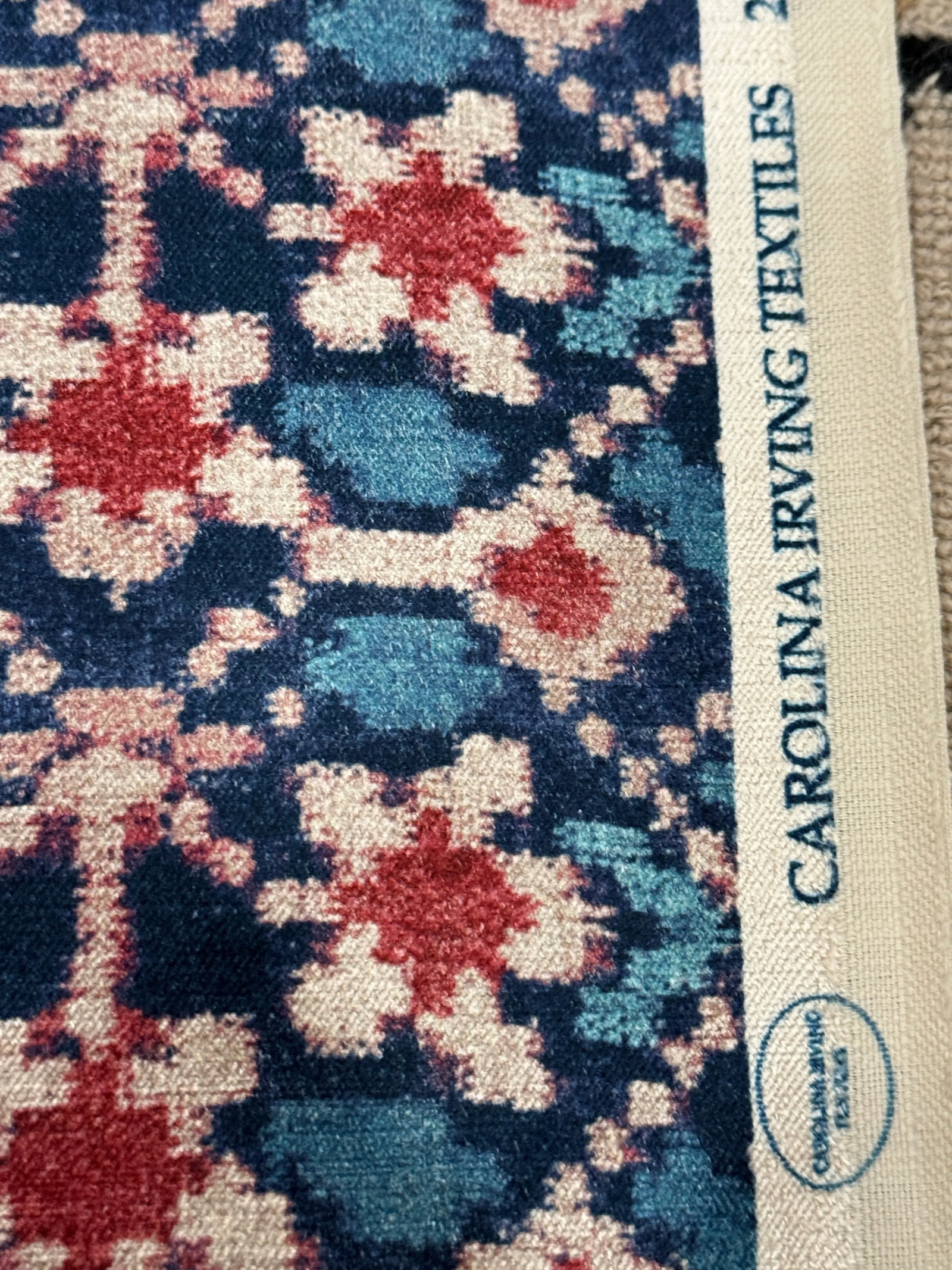 Carolina Irving "Almaty" Velvet Fabric -10 Yards Red/Blue - 7