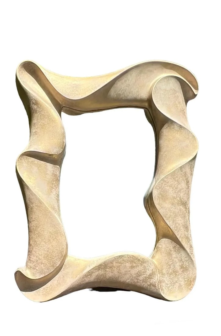 Large 1980s Signed David Marshall Abstract Sculptural Wave Wall Mirror - 11