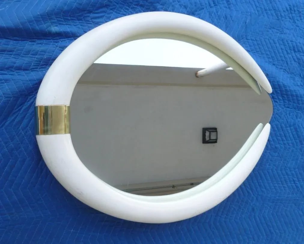 1970's Hollywood Regency Faux Tusk Mirror - 4