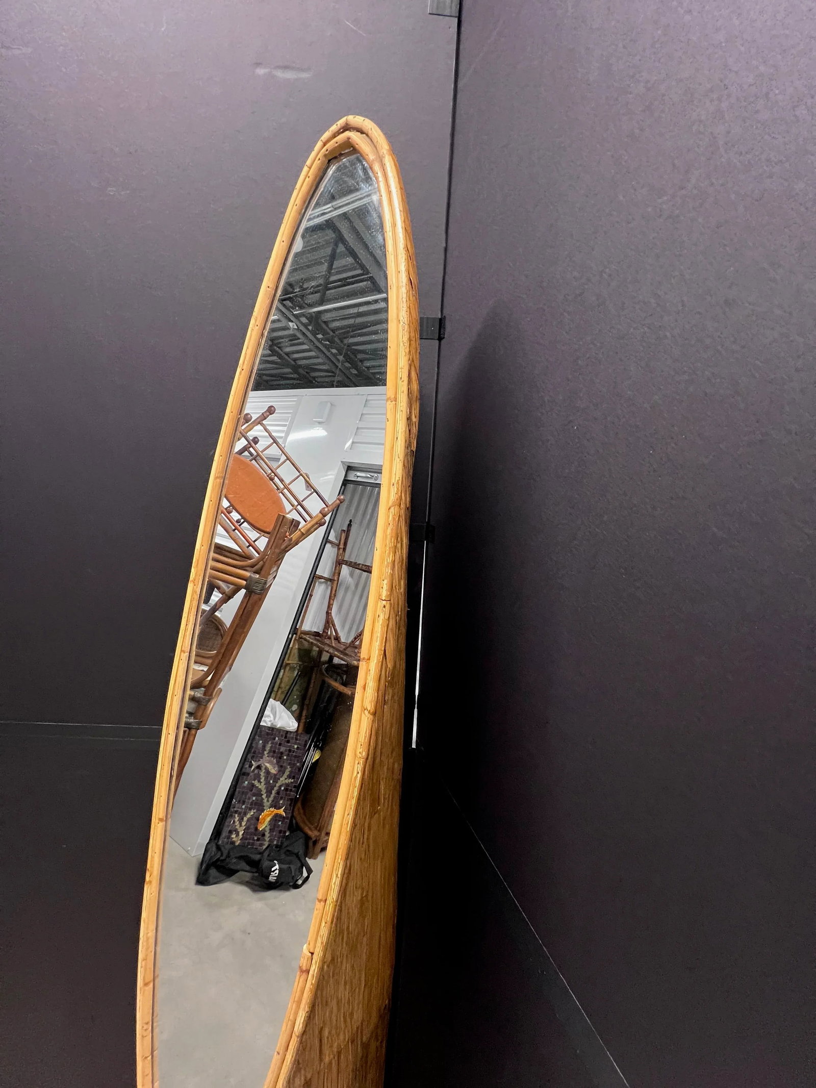 Rattan/Bamboo Lipstick Floor Mirror - 3